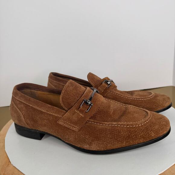 Steve Madden Mens Hartly Cognac Brown Suede Loafers Sz 8D...